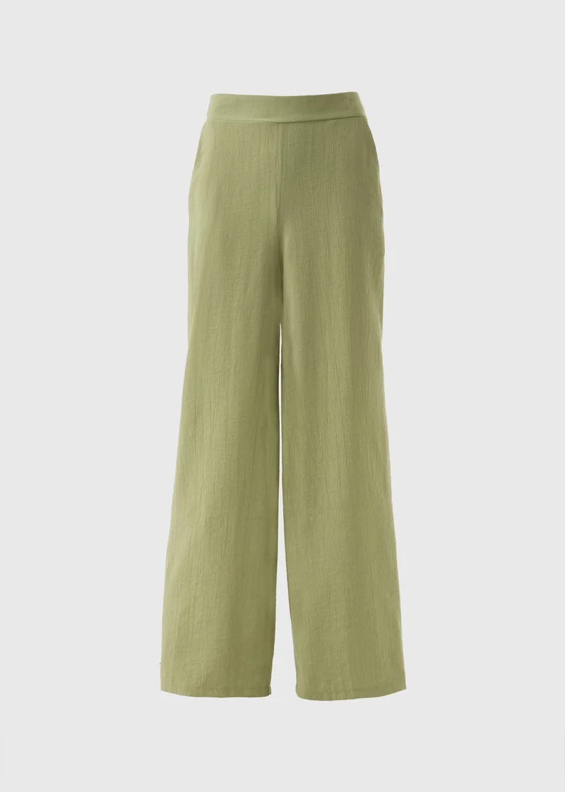 Matalan Et Vous Khaki Co Ord Textured Wide Leg Trousers