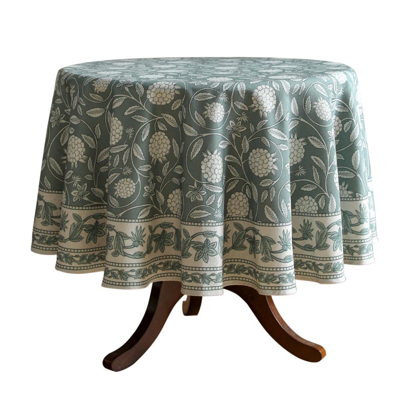 ISAENNE Designer Grayish Green Linen Small Round TableclothFloral Stain Resistant Table ClothFall Vintage Decor Tablecloths for Dining Thanksgiving Kitchen PartyDiameter 55Andrew A