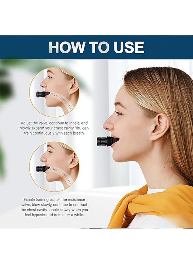 Breathing Trainer, Oxygen Flow Breathing Trainer Lung Exerciser Device, Improve Lung Capacity, Handheld Expansion Training Tool, Black