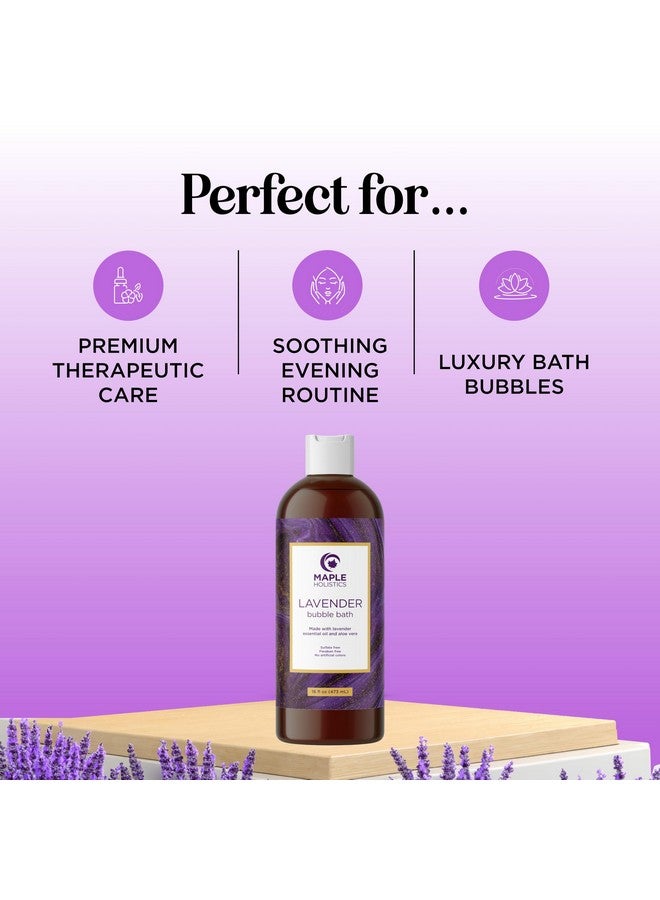 مايبل هوليستكس صابون استحمام الفقاعات الفاخر باللافندر - صابون استحمام الفقاعات العلاجي وزيت استحمام اللافندر الفاخر للبشرة الجافة - حمام فقاعات مرطب ومريح للبالغين مع زيوت العلاج بالروائح للعناية الذاتية - Image 2