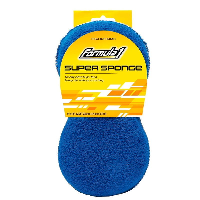 Formula 1 Super Car Wash Sponge Two-Sided Microfiber Sponge with Mesh Scrubber Side Intense Clean Durable & Effective Car Cleaning Supplies - Image 4