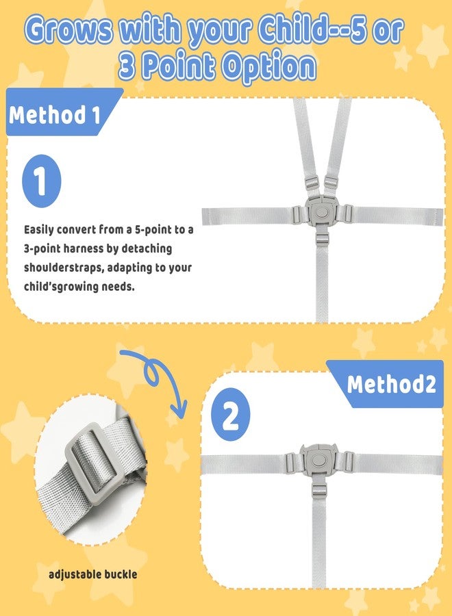 XZESH High Chair Straps Replacement Compatible with Graco Highchairs, Replacement Harness Straps for Most 5 Point High Chairs, Adjustable High Chair Belt - Image 3
