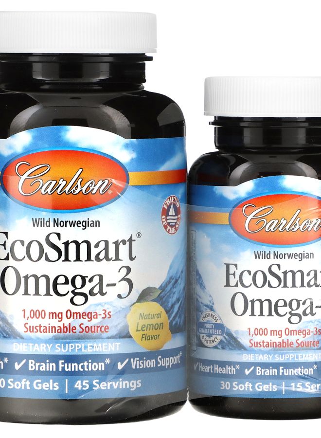 Wild Norwegian EcoSmart Omega-3 Natural Lemon 1000 mg 90 + 30 Soft Gels (500 mg per Soft Gel)