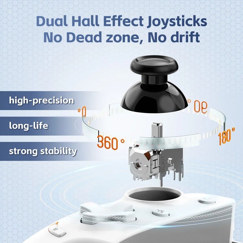 Gamwing AoBing Max Game Controller with Dual Hall-Effect, Type-C Bluetooth Connection, White - Image 5