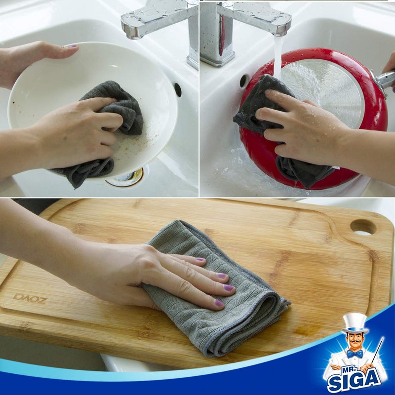 Mr Siga MR.SIGA Microfiber Cleaning Cloth, All-Purpose Cleaning Towels, Pack of 6, Size 13.8 x 15.7 in - Image 3