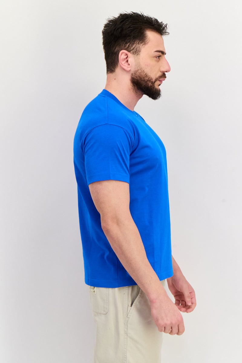 ESPRIT تي شيرت رجالي بأكمام قصيرة وياقة دائرية بشعار العلامة التجارية، أزرق ملكي - Image 2