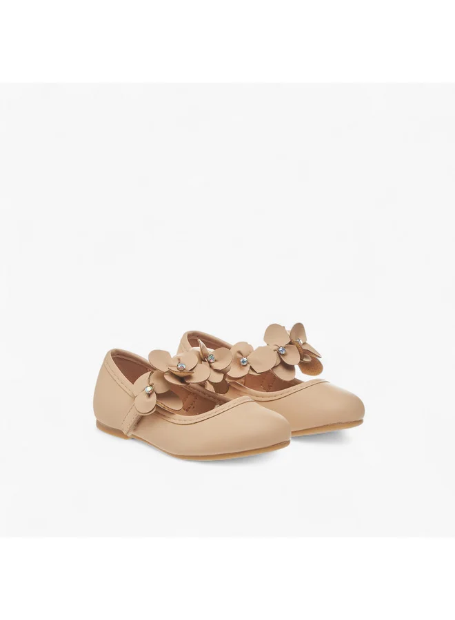 فلورا بيلا من شو إكسبرس Girls Floral Applique Ballerina Shoes with Hook and Loop Closure