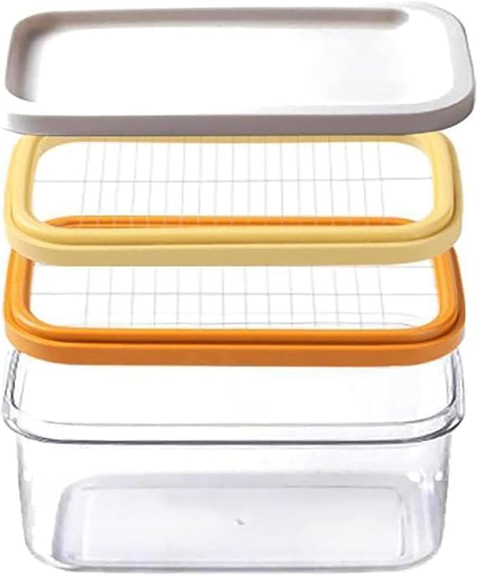 Vroxy Butter Container Butter Box Butter Case for Countertop or Fridge Plastic Rectangle Butter Keeper with Cutter Easy Cutting and Storage with Lid (1Pcs) - Image 1