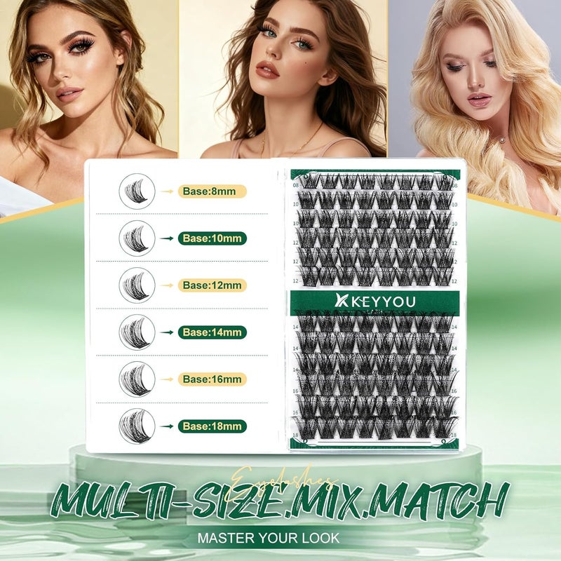 مجموعات رموش 96 قطعة رموش فردية D Curl 12 مم مجموعات رموش رموش كثيفة خفيفة ناعمة ومريحة سهلة DIY في المنزل (Y23, D-12 mm) - Image 4