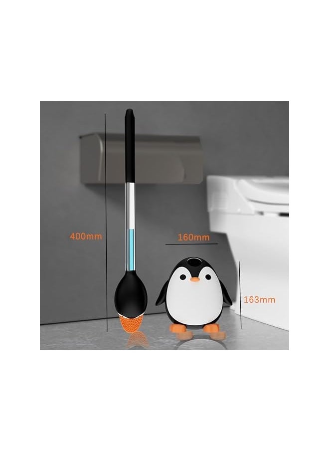 PROMASS - promass Adorable Penguin-Shaped Toilet Brush Set | Flexible Silicone Bristles for Deep Cleaning | Creative Bathroom Cleaning Tool with Holder | Idea for Household Cleaning - Image 1