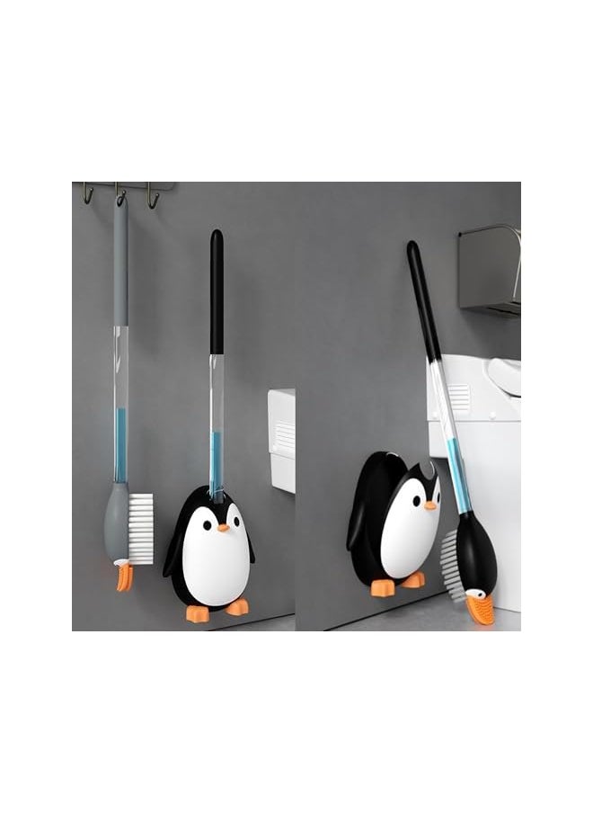 PROMASS - promass Adorable Penguin-Shaped Toilet Brush Set | Flexible Silicone Bristles for Deep Cleaning | Creative Bathroom Cleaning Tool with Holder | Idea for Household Cleaning - Image 1