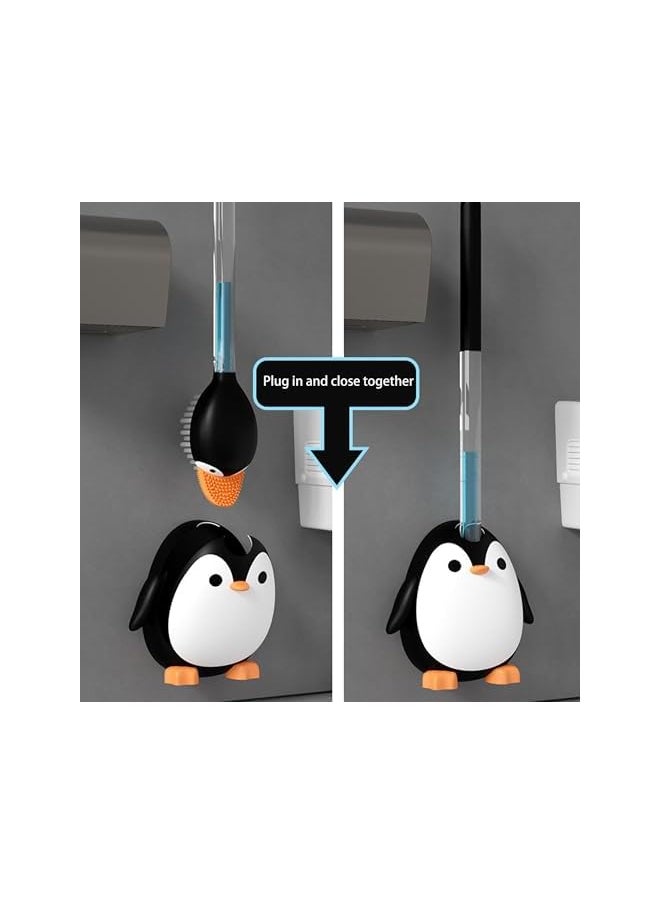 PROMASS - promass Adorable Penguin-Shaped Toilet Brush Set | Flexible Silicone Bristles for Deep Cleaning | Creative Bathroom Cleaning Tool with Holder | Idea for Household Cleaning - Image 1