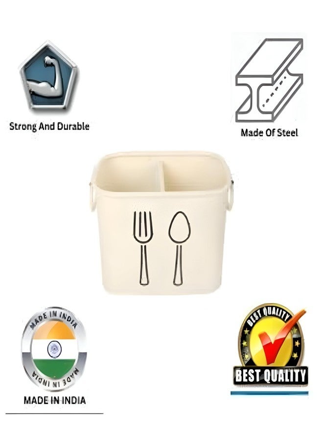 EvoFlex Steel Cutlery Holder with Fork and Spoon Design, White Kitchen Utensil Organiser,Spoon Stand for Kitchen, Spoon Stand for Dining Table, Spoon Holder for Home - Image 4