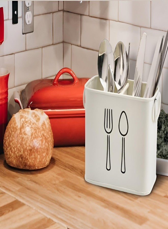 EvoFlex Steel Cutlery Holder with Fork and Spoon Design, White Kitchen Utensil Organiser,Spoon Stand for Kitchen, Spoon Stand for Dining Table, Spoon Holder for Home - Image 5