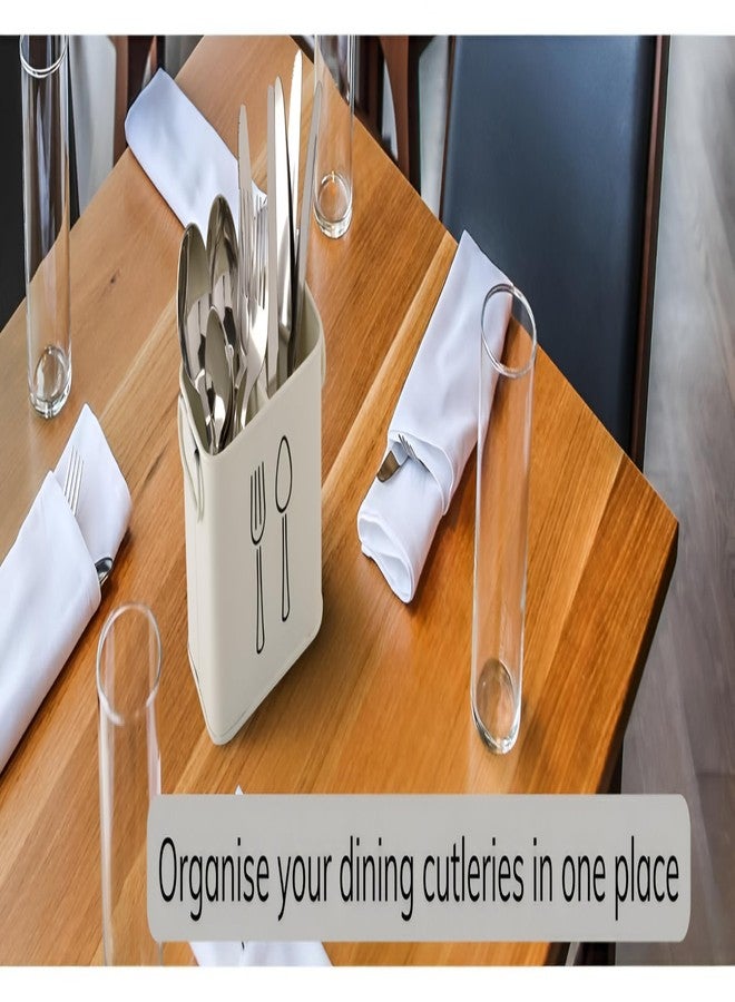 EvoFlex Steel Cutlery Holder with Fork and Spoon Design, White Kitchen Utensil Organiser,Spoon Stand for Kitchen, Spoon Stand for Dining Table, Spoon Holder for Home - Image 2