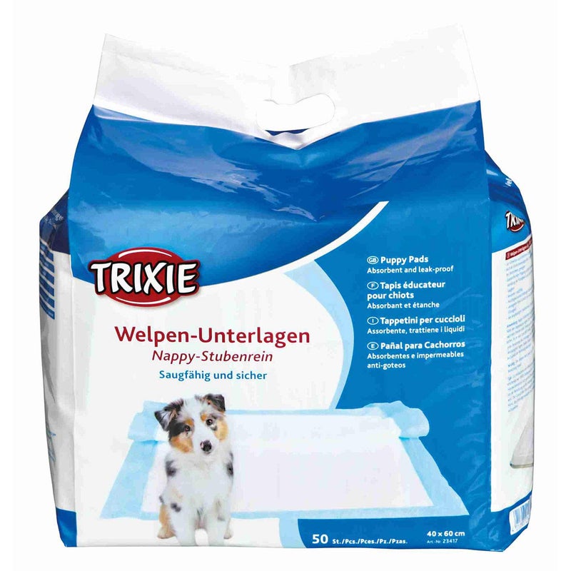 Trixie Puppy Training Pads – 40x60 cm, Pack of 50 Super Absorbent Cellulose Pads with Leak-Proof Polymer Film Ideal for House Training Puppies & Indoor Use - Image 1