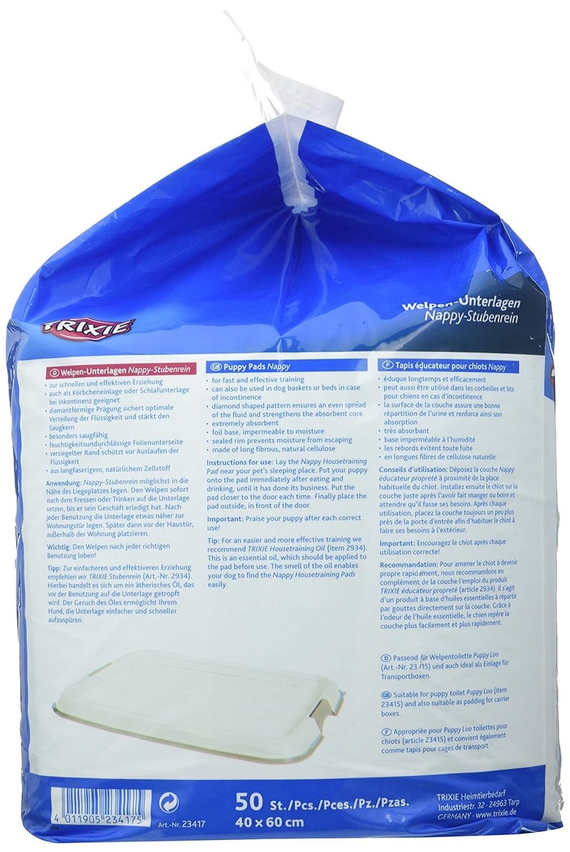 Trixie Puppy Training Pads – 40x60 cm, Pack of 50 Super Absorbent Cellulose Pads with Leak-Proof Polymer Film Ideal for House Training Puppies & Indoor Use - Image 3