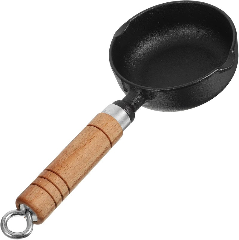 DOITOOL Cast Iron Small Saucepan 200ml Nonstick Mini Cooking Pot with Handle and Spout for Kitchen Sauce Heating and Oil Melting - Image 1