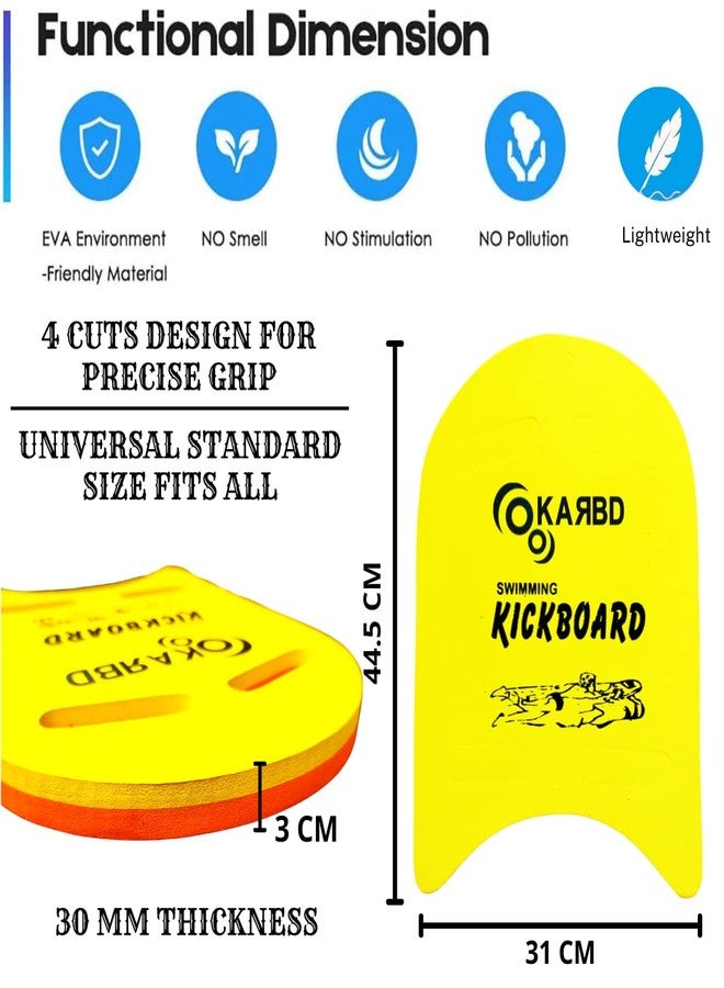 KARBD 4 Cut Swimming Kickboard Floating Board for Swimming Training Aid Exercise Equipment Pool Swim Safe Trainer Lessons Kickboards for Adults Children with 4 Holes Dual Color (Medium, Yellow Orange) - Image 2
