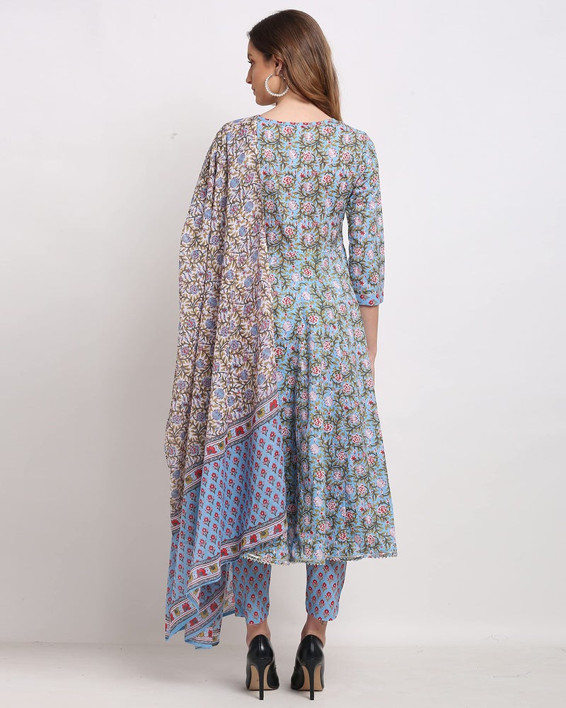 Rajnandini Women's Pure Cambric Cotton Printed Kurta Set with Dupatta (JOPLJPR801-4XL_Blue_4XL) - Image 2