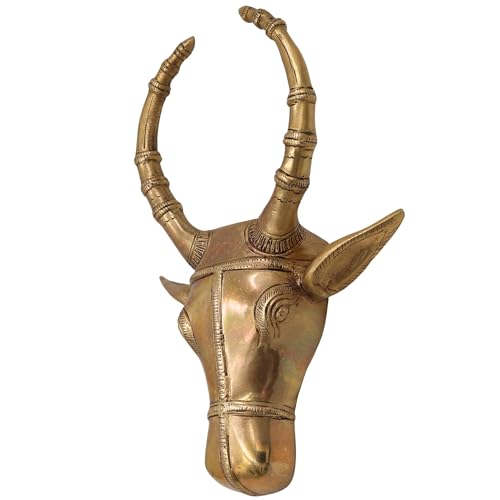 Bhunes Brass Nandi Bull Face Idol Brass Peetal Ashtadhatu Nandikeshwara Nandishwar Shiva’s Mount Sacred Showpiece Home Decor Pooja Gift Statue,Gold, 10 Inch, 1 Piece - Image 4
