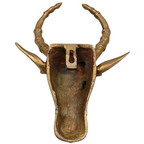 Bhunes Brass Nandi Bull Face Idol Brass Peetal Ashtadhatu Nandikeshwara Nandishwar Shiva’s Mount Sacred Showpiece Home Decor Pooja Gift Statue,Gold, 10 Inch, 1 Piece - Image 5