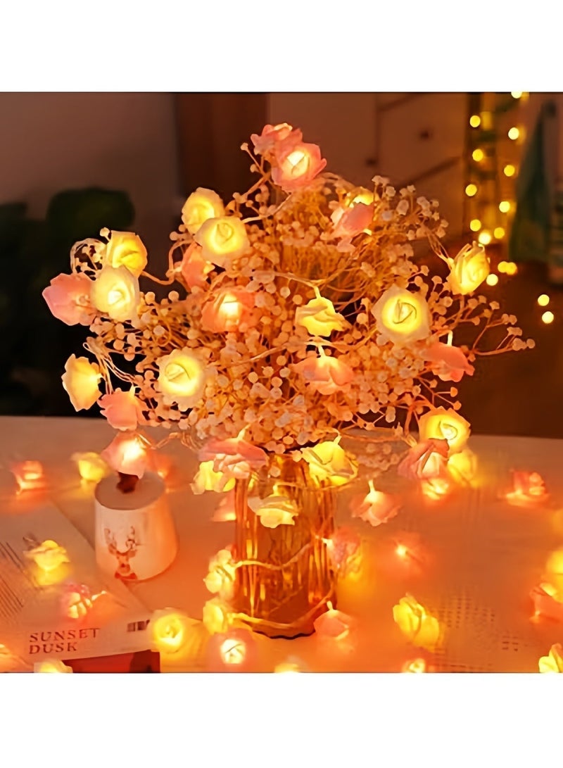 Pink and White Rose Flower String Lights - Image 4