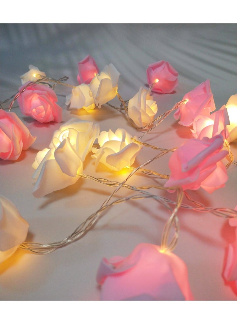 Pink and White Rose Flower String Lights - Image 5