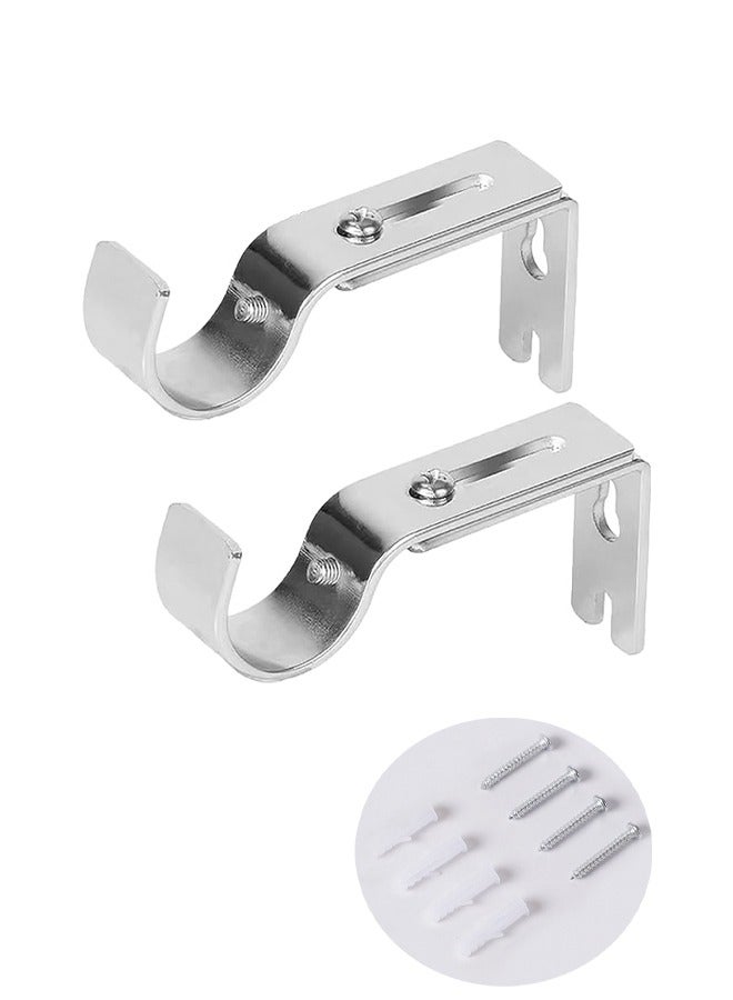 2Pcs Curtain Rod Brackets for Adjustable Premium Rod Bracket for Walls Curtain Rod Holder Window Curtain Rod Support Hanger Heavy Duty Curtain Rod Brackets Holders (Silver) - Image 1