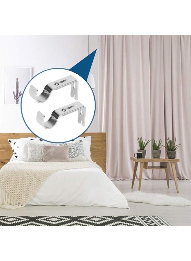 2Pcs Curtain Rod Brackets for Adjustable Premium Rod Bracket for Walls Curtain Rod Holder Window Curtain Rod Support Hanger Heavy Duty Curtain Rod Brackets Holders (Silver) - Image 5