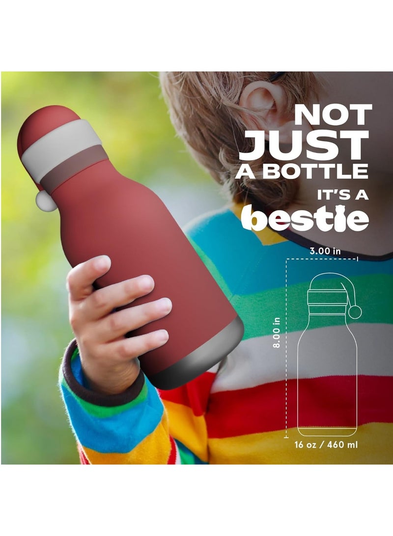 Asobu Santa Bestie Bottle 16oz Kids Insulated Water Bottle with Straw, Vacuum Stainless Steel, Leakproof BPA-Free, Cute Christmas Design, Cold 24h Hot 12h, School Travel Bottle - Image 5