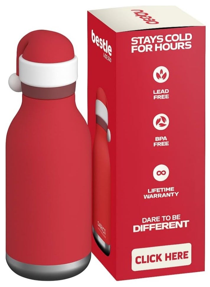 Asobu Santa Bestie Bottle 16oz Kids Insulated Water Bottle with Straw, Vacuum Stainless Steel, Leakproof BPA-Free, Cute Christmas Design, Cold 24h Hot 12h, School Travel Bottle - Image 1
