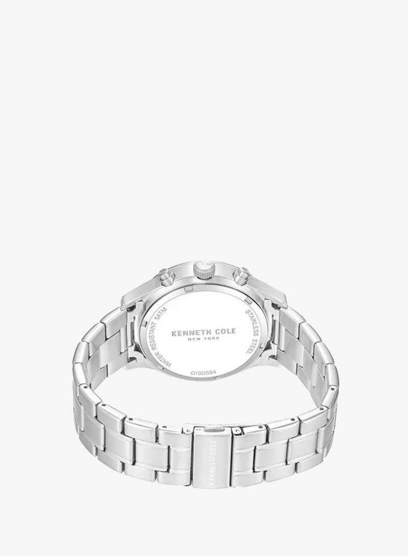Kenneth Cole New York Blue Thompson Blue Dial Silver Stainless Steel Bracelet Chronograph Watch for Men - 43.5mm for Men | Best Price UAE