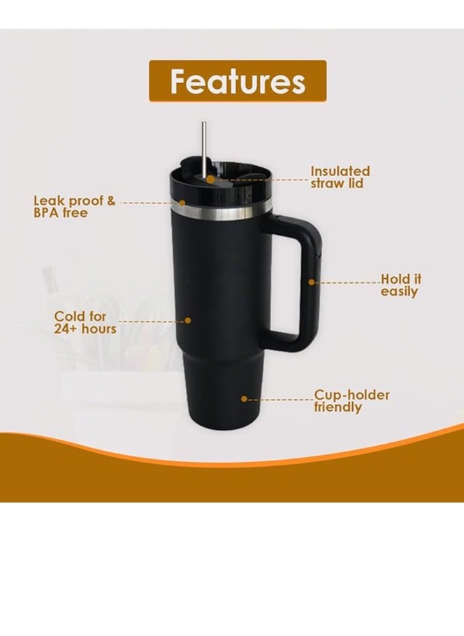 Stanley - Stanley Quencher H2.0 FlowState Stainless Steel Vacuum Insulated Tumbler with Lid and Straw for Water, Iced Tea or Coffee, Smoothie and More, Black - Image 1