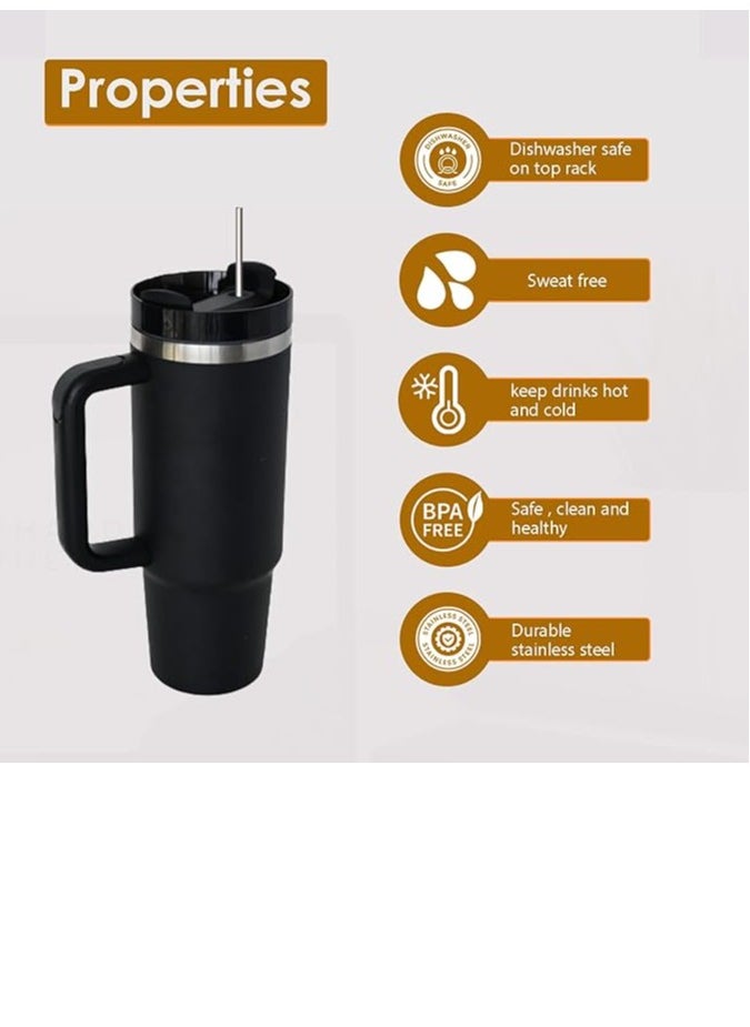 Stanley - Stanley Quencher H2.0 FlowState Stainless Steel Vacuum Insulated Tumbler with Lid and Straw for Water, Iced Tea or Coffee, Smoothie and More, Black - Image 1