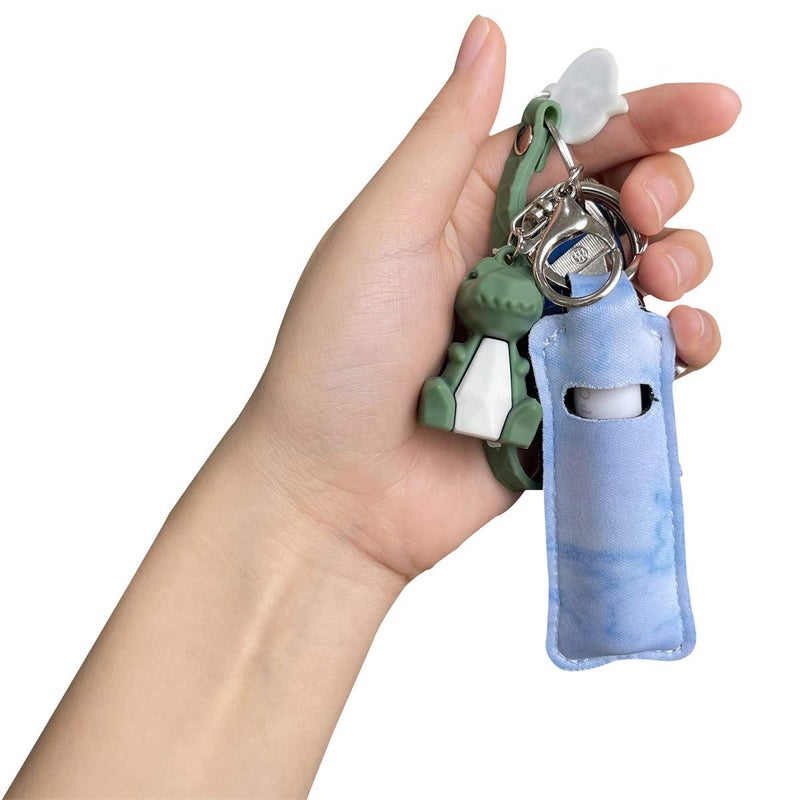 yuntop 5 Pieces Marble Chapstick Holder Keychain Clip-on Sleeve Chapstick Pouch Neoprene Keychains Lipstick Holder Elastic Lip Balm Holster Keychain Holder for Chapstick Tracker Safeguard Travel Accessories  - Image 3