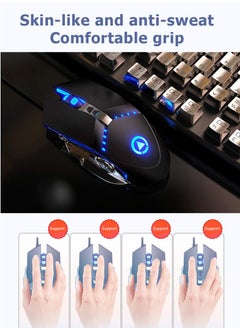 KASTWAVE Gaming Mouse USB Wired RGB Backlit Silent Click Gamer Mouse with 4 Adjustable DPI Up to 3200, Comfortable Grip Ergonomic Optical Gaming Mice for Laptop PC Gamer Computer  - Image 5
