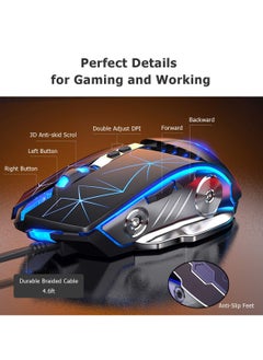 KASTWAVE Gaming Mouse USB Wired RGB Backlit Silent Click Gamer Mouse with 4 Adjustable DPI Up to 3200, Comfortable Grip Ergonomic Optical Gaming Mice for Laptop PC Gamer Computer  - Image 4