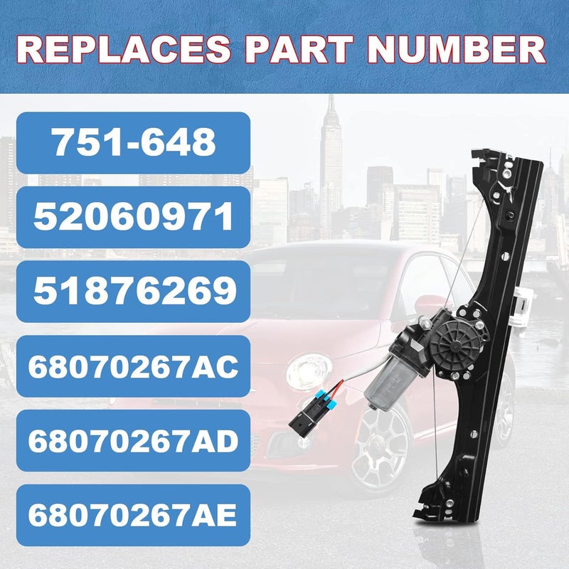 YIUIY Front Right Power Window Regulator and Motor Assembly for Fiat 500 1.4L (2012-2019) - Image 2