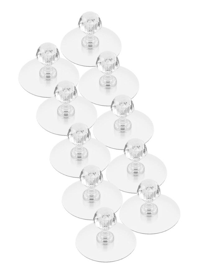 GREECHO Diamond Handle Acrylic Strong Sticky Pull Hook Cabinet Knob Clear Diamond Shape Hooks Stick on Knobs Pulls Handle for Wardrobe, Cupboard [ Pack of 10 ] - Image 1