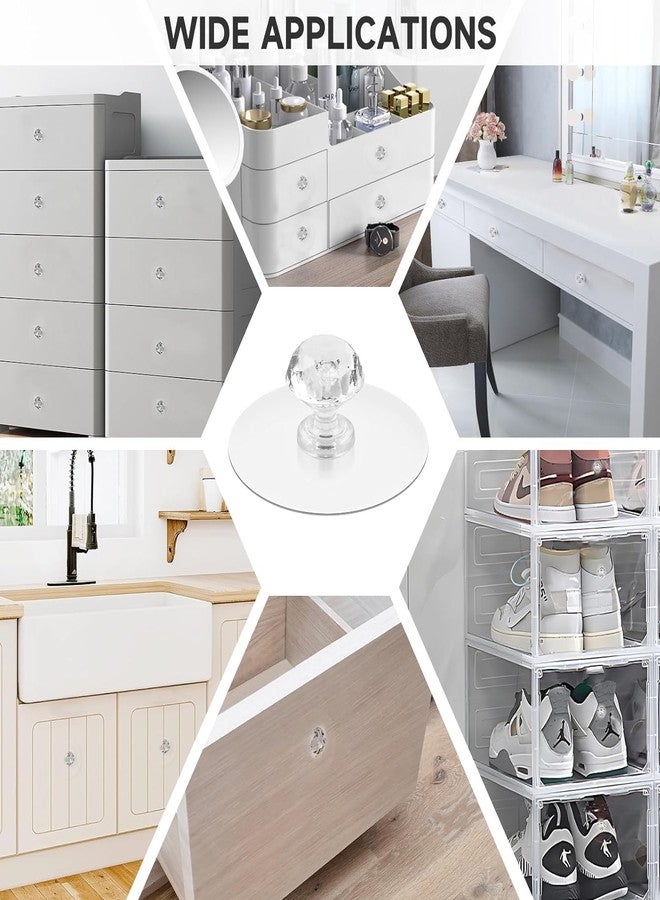 GREECHO Diamond Handle Acrylic Strong Sticky Pull Hook Cabinet Knob Clear Diamond Shape Hooks Stick on Knobs Pulls Handle for Wardrobe, Cupboard [ Pack of 10 ] - Image 4