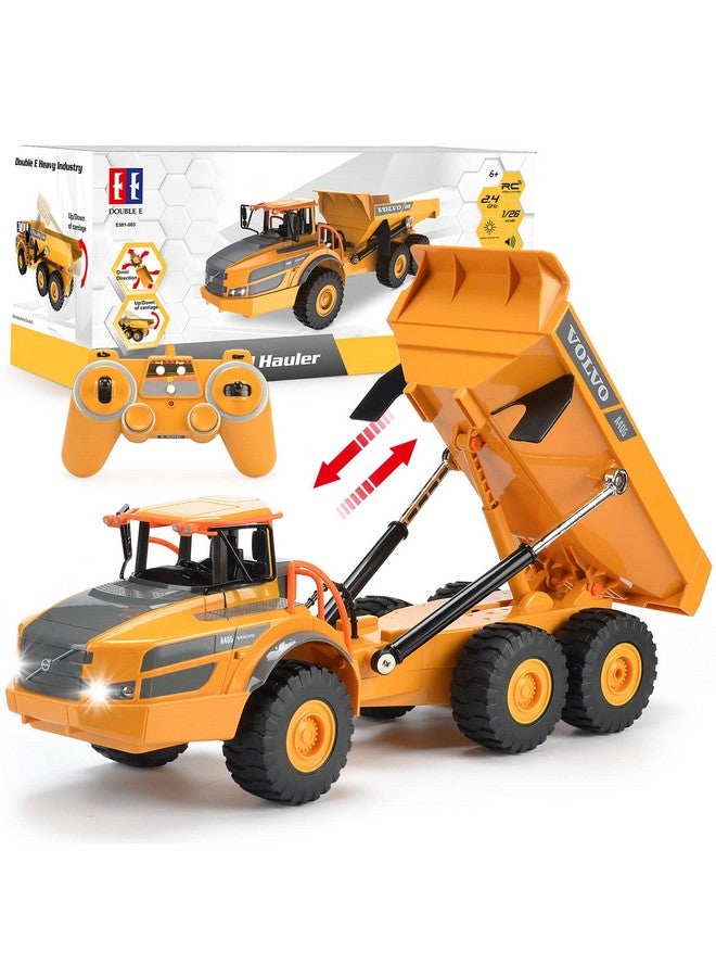 DOUBLE E Volvo RC Dump Truck Toy for Kids, Articulated Hauler, Remote Control Construction Toys Vehicles with Lights, Birthday Gifts Ideas for Boys Age 6 7 8 9 10 Year Old and up - Image 1
