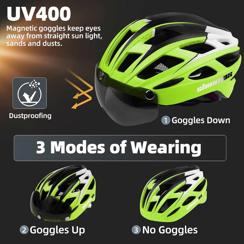 Shinmax Easy assemble Shinmax Bicycle Helmet with LED Lighting, Bicycle Helmet with Safety Light, Magnetic Bicycle Helmet and Removable Screen Roller Visor Ski Snowboard Helmet for Men Women NR-096 KSA market popular practical build - Image 4