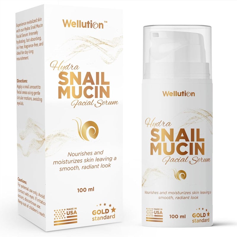 Snail Mucin Essence Moisturizer with Hyaluronic Acid Aloe Korean AntiAging Skincare 80 Pure 34oz Made in USA by WELLUTION