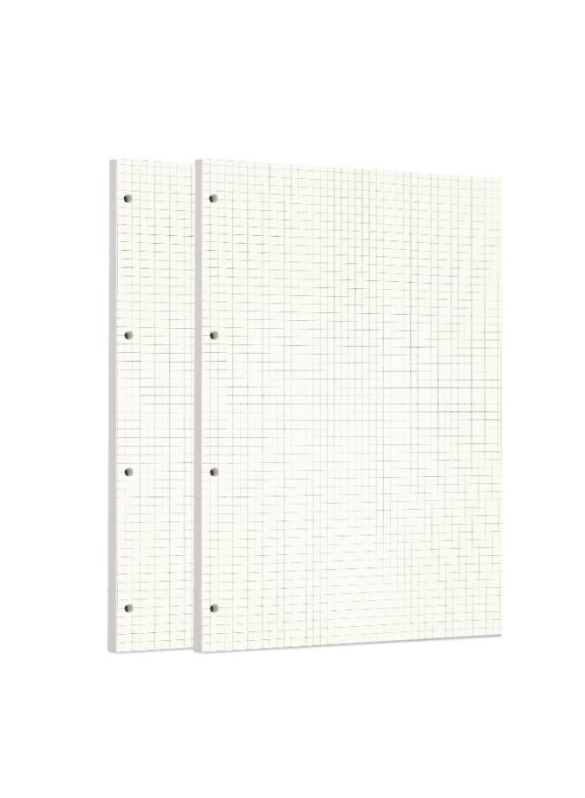 Zelten 2 Pack A4 90 Sheets/180 Pages Squared Loose Leaf Punched Paper Refills Paper for 4 Hole Binder Personal Organizer Diary Notebook Refillable Planner - Image 1