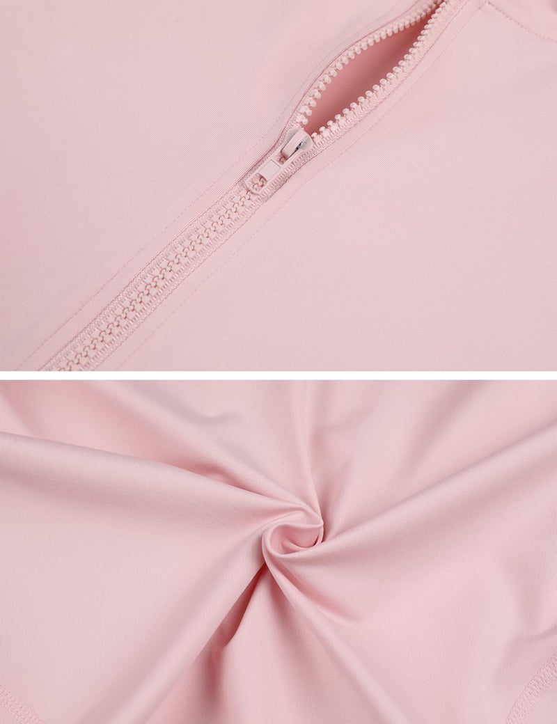 Tanming Women's Full Zip Seamless Workout Jacket Running Yoga Slim Fit Track Jacket (Pink-S) - Image 5