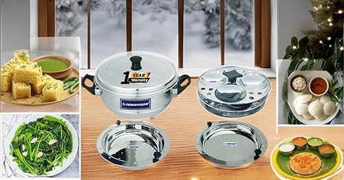 TENNYSON TENNYSON IDLI Maker Delight Plus 3 Plate Special Thick Gauge Extra DEEP Plates 3 Plates 12 IDLIES NO Joint - Image 1