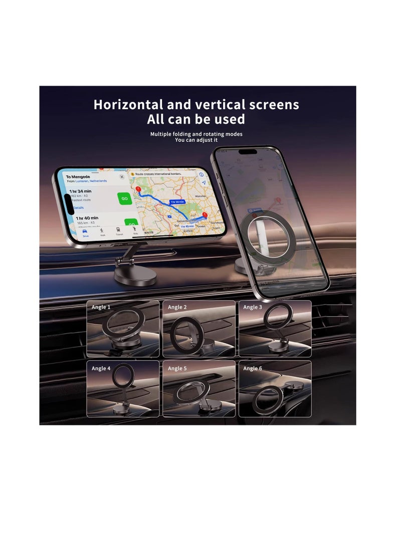 Generic Magnetic Car Phone Holder, 360 Degree Rotatable Magnetic Phone Holder, Alloy Foldable Magnetic Car Mobile Holder for All Mobile Phones  - Image 2