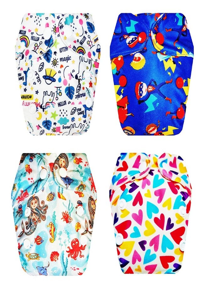 حفاضات قماشية فاخرة من دمبلدو للأطفال حديثي الولادة مع حشوة داخلية (عبوة من 4 قطع) | ملائمة ومريحة | تسمح بمرور الهواء | سريعة الجفاف | مثالية لفصل الصيف الهندي | من 0 إلى 4 أشهر | مناسبة للجنسين - Image 1