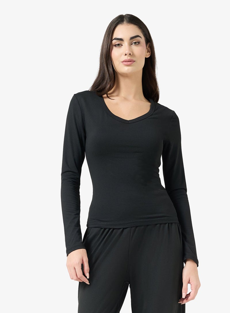 Ginger Basics Soft Viscose V Neck Slim Fit T-shirt & Straight Fit Pant Lounge Set - Image 4